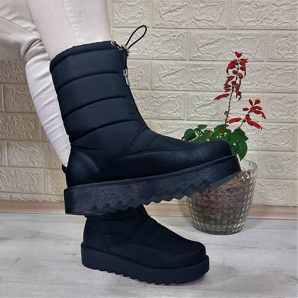 Lee Cooper 31190 Siyah Kaymaz İçi Kürklü Önden Fermuarlı Kar Botu - 3