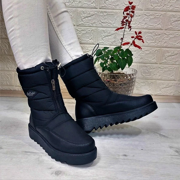 Lee Cooper 31190 Siyah Kaymaz İçi Kürklü Önden Fermuarlı Kar Botu - 2