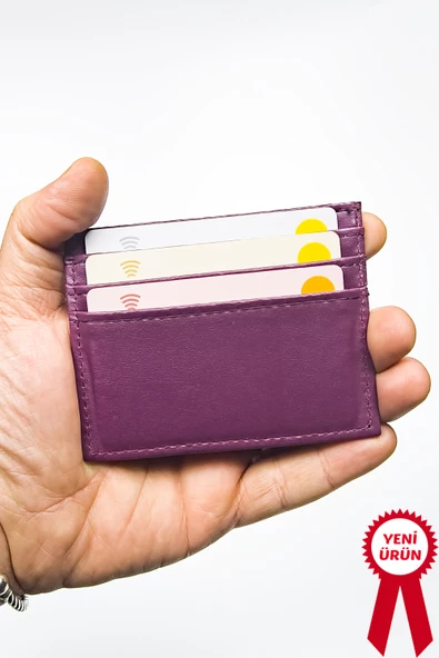 Kadın Kartlık Vegan Deri Minimal Model 6 Kart - 1 Kâğıt Para Bölmeli Mürdüö