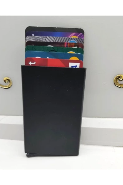 Otomatik Mekanizmalı Kartlık Alüminyum RFID Koruma Sistemli Mat Siyah - 6