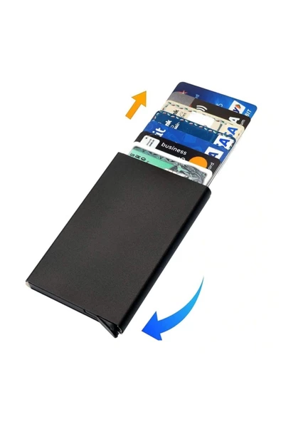 Otomatik Mekanizmalı Kartlık Alüminyum RFID Koruma Sistemli Mat Siyah