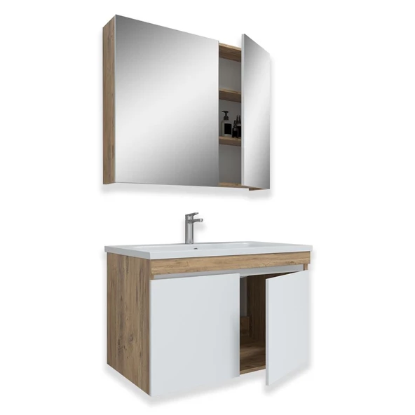 Teta Home Tokyo 65 CM Mdf Banyo Dolabı Seti  Atlantik Çam-Beyaz - 2