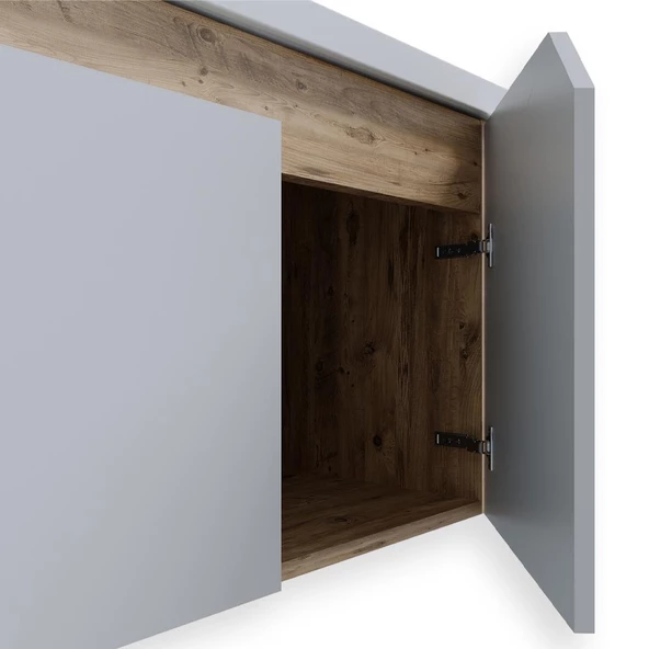 Teta Home Napoli 65 Cm Mdf Banyo Dolabı Seti + Boy Dolabı  Atlantik Çam-Beyaz - 3