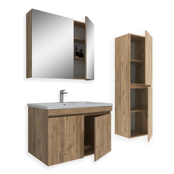 Teta Home Tokyo 80 Cm Mdf Banyo Dolabı Seti +Boy Dolabı  Atlantik Çam - 2