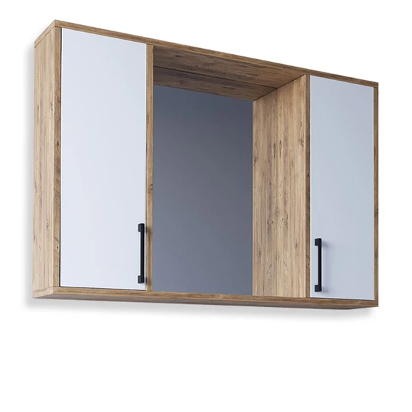Teta Home Lizbon 100 Cm Mdf Banyo Üst Dolabı  Atlantik Çam-Beyaz