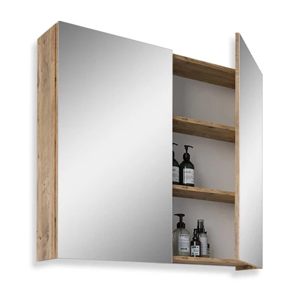 Teta Home Yalova 80 cm Mdf Banyo Aynalı Üst Dolap  Atlantik Çam - 2