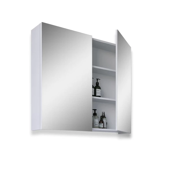 Teta Home Yalova 80 cm Mdf Banyo Aynalı Üst Dolap  Beyaz - 2