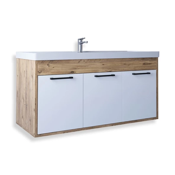 Teta Home Lizbon 100 Cm Mdf Banyo Lavabolu Alt Dolap  Atlantik Çam-Beyaz