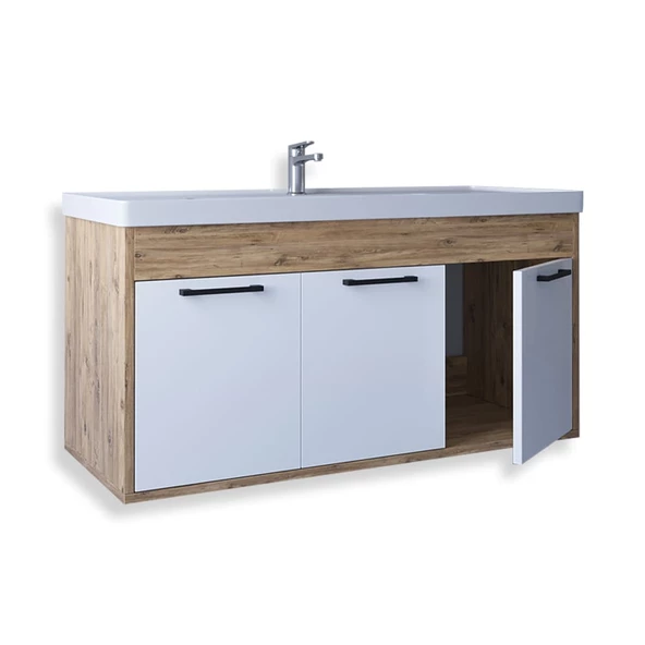 Teta Home Lizbon 100 Cm Mdf Banyo Lavabolu Alt Dolap  Atlantik Çam-Beyaz - 2