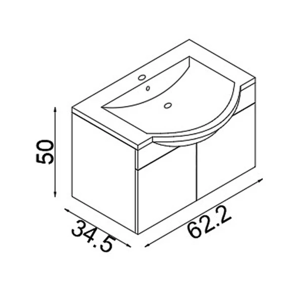 Teta Home Kahire 65 cm Mdf Banyo Lavabolu Alt Dolap  Beyaz - 4