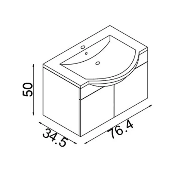 Teta Home Kahire 80 cm Mdf Banyo Lavabolu Alt Dolap  Beyaz - 4