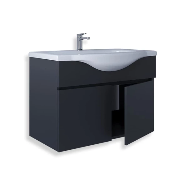 Teta Home Kahire 80 cm Mdf Banyo Lavabolu Alt Dolap  Antrasit - 2