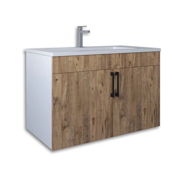 Teta Home Prag 80 cm Mdf Banyo Lavabolu Alt Dolap  Beyaz-Atlantik Çam