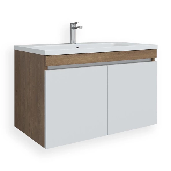 Teta Home Tokyo 65 cm Mdf Banyo Lavabolu Alt Dolap  Kafkas Meşe-Beyaz