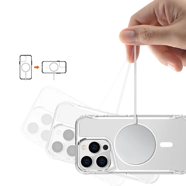 iPhone 15 Pro Max Kılıf Magsafe Şarj Özellikli T-Max Magsafe Kılıf - 10