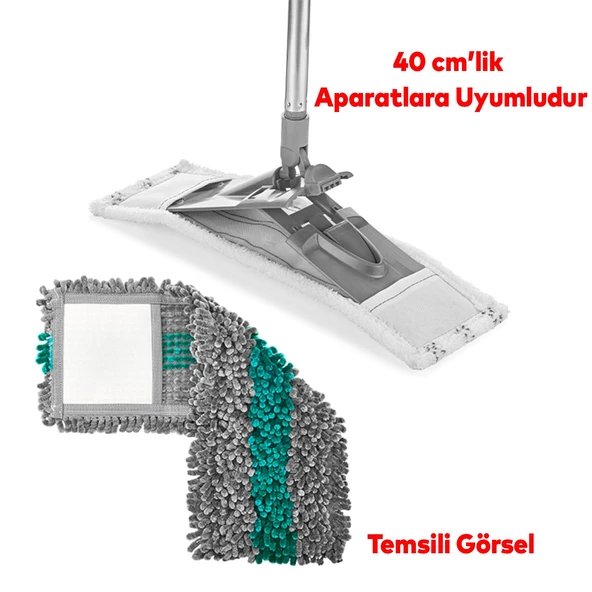 Ev Ofis İş yeri Sillgech Mikrofiber Makarna Temizlik Kurulama Mop Vileda Yedeği 40 Cm EH320 - 3