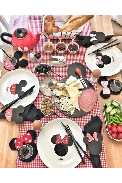 Minnie Mickey Mouse Ahşap Supla - Amerikan Servis - Tabak Altı - 2