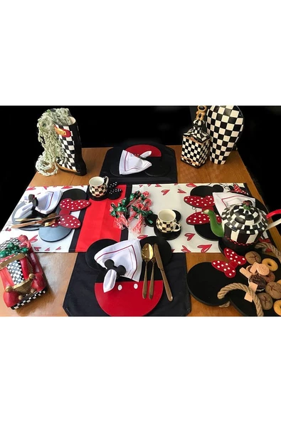 Minnie Mickey Mouse Ahşap Supla - Amerikan Servis - Tabak Altı - 3