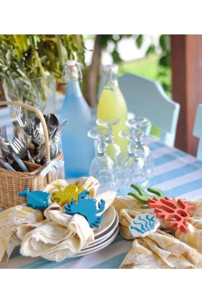 6'lı Deniz & Marine Set Peçete Halkası & Peçete Yüzüğü