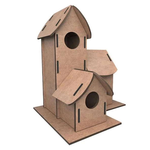 5269 Kumtoys Boyanabilir 3'lü Kuş Evi - Bird House - 2