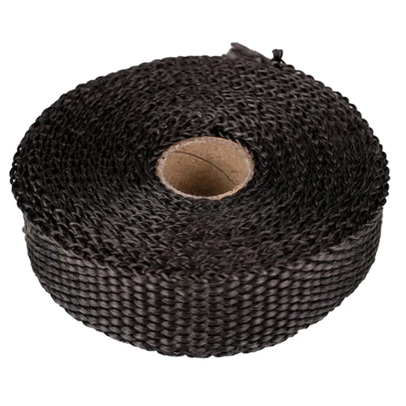 5 metre 5 cm Cam Elyaf Ekzoz Sargısı Manifold Sargı Bezi Yanmaz Bant Siyah Amyant 3 mm (Kalınlık) - Resim 6