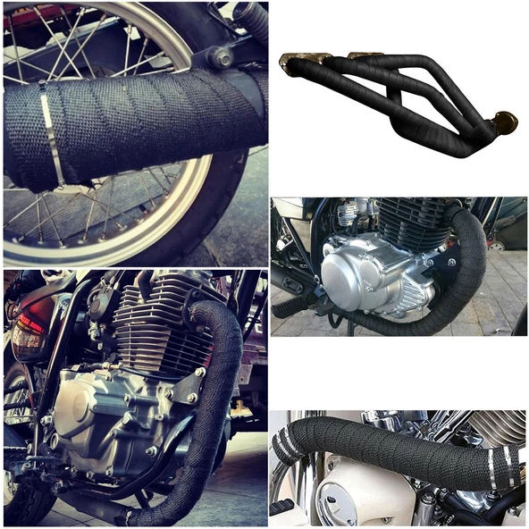 5 metre 5 cm Cam Elyaf Ekzoz Sargısı Manifold Sargı Bezi Yanmaz Bant Siyah Amyant 3 mm (Kalınlık) - Resim 3