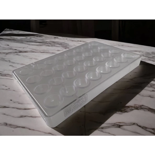 Polikarbon Yuvarlak Pralin Çikolata Kalıbı 10 gr | Cm-3931 - Resim 4