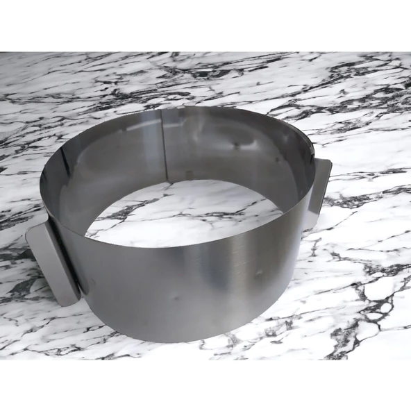 Paslanmaz Çelik Yuvarlak Ayarlanabilir Kek Kalıbı | Pandispanya Pasta Kalıbı | Ayarlı Çember h:10 cm - 2