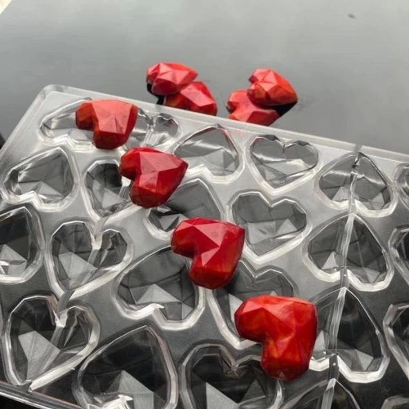 Polikarbon Kalp Pralin Çikolata Kalıbı 8.5 Gr. | Cm-3826 - Resim 2