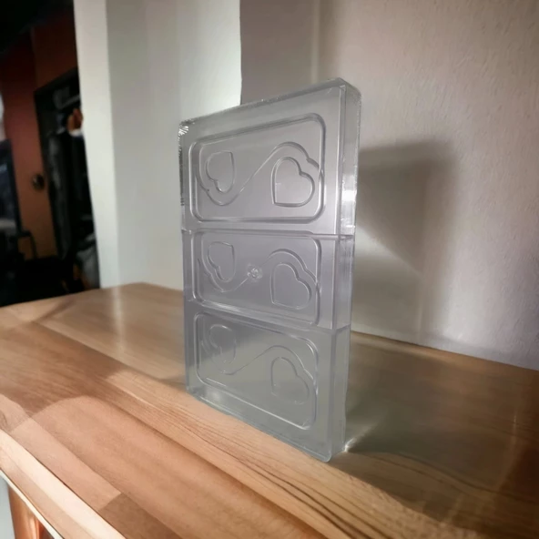 Polikarbon Kalp Tablet Çikolata Kalıbı 95 gr | Cm-3846 - Resim 2