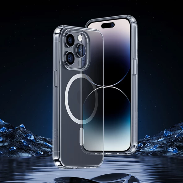 Vendas iPhone 14 Pro Max Uyumlu Magnetik Crystal Wireless Şarj Destekli Magic Fit Silikon Kılıf - 4