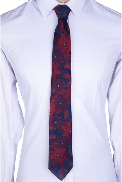 Cengiz İnler Büyük Çiçek Desenli Mendilli Mikrofiber Erkek Kravat - Resim 2