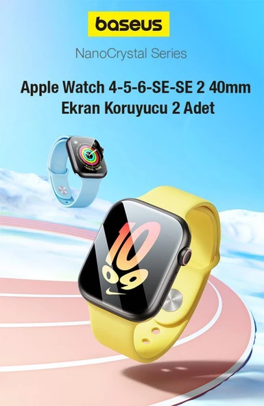 Baseus Full Kaplama Apple Watch 4,5,6,SE ve SE2 40mm İle Uyumlu Ekran Koruyucu, Çizik ve Kırılma Önleyici Nano - 2