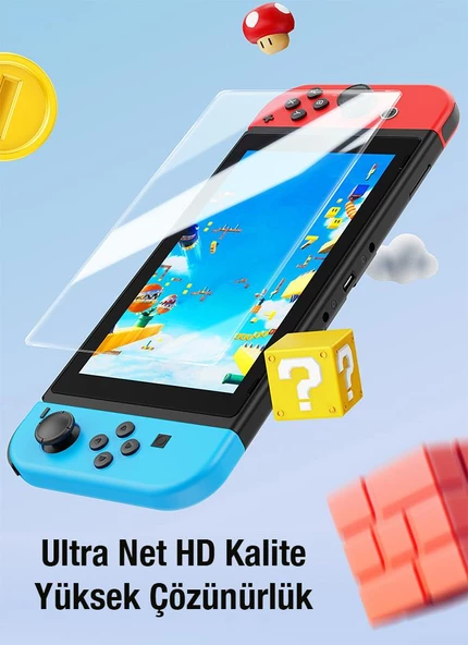Baseus 2 Adet Nintendo Switch OLED 2019 İle Uyumlu Kırılmaz Ekran Koruyucu, 8K Görüntü Kaliteli Ekran Koruyucu - 3