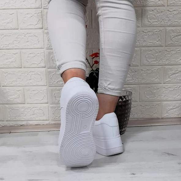 Lee Cooper 31100 Beyaz 5 cm Kalın Tabanlı Bayan Spor Ayakkabı - 8