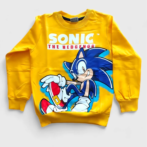 Sarı Renk Sonic Desenli Şardonlu Eşofman Takım - 2