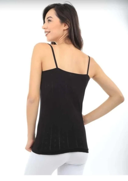İLKE 223 BAYAN DANTELLİ JAKARLI İP ASKILI ATLET 12 ADET  SİYAH 2XL - 2