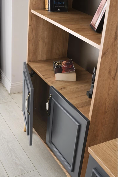 Irmak Dolaplı 5 Raflı Kitaplık 80x30x195cm - 4