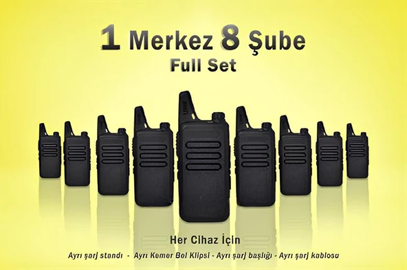 Çaycı Telsizi 1 Merkez 8 Şube Kulaklık Hediyeli Full Set