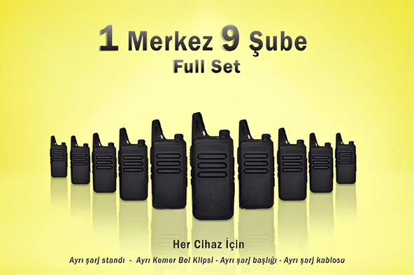 Çaycı Telsizi 1 Merkez 9 Şube Kulaklık Hediyeli Full Set