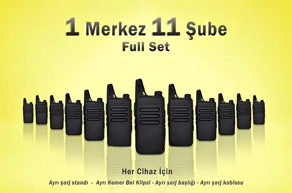 Çaycı Telsizi 1 Merkez 11 Şube Kulaklık Hediyeli Full Set