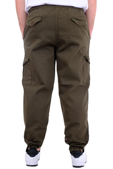 Mode XL Büyük Beden Erkek Gabardin Kargo Jogger Pantolon  Doğa 21927 Haki - 7