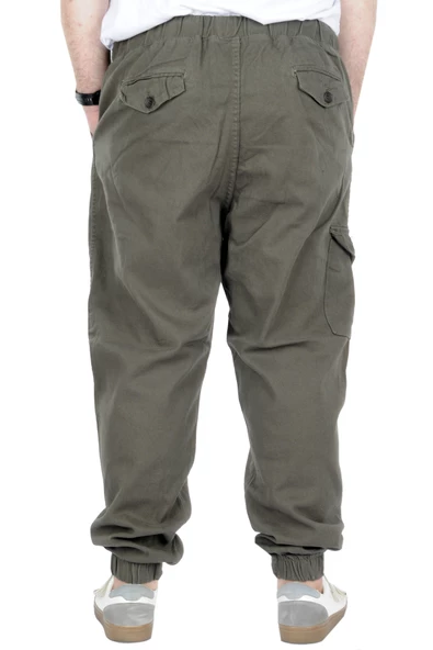 Mode XL Büyük Beden Erkek Gabardin Kargo Jogger Pantolon  Doğa 21927 Haki - 3