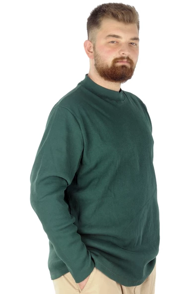 Mode XL Büyük Beden Uzun Kol Yarım Balıkçı Kazak 22558 Nefti - 2