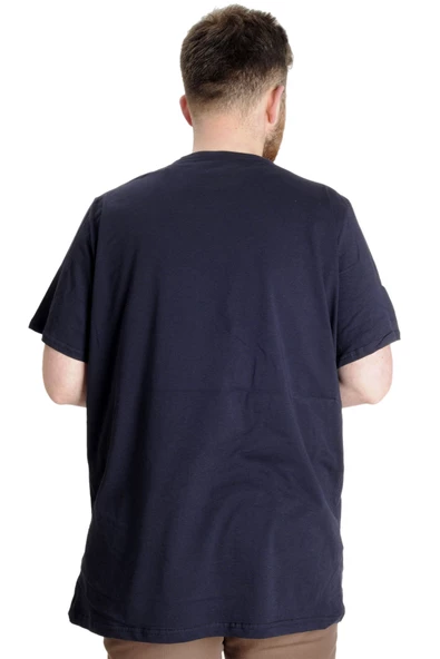 Mode XL Büyük Beden Erkek T-shirt TELEPATHIC 23132 Lacivert - 4