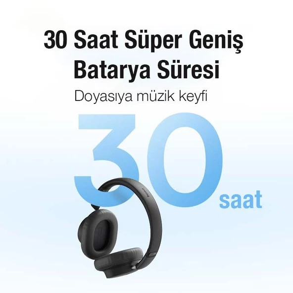 Baseus BT5.3V Premium Mikrofonlu Gürültü Engelleyici Kulaküstü Bluetooth Kulaklık, 40mm Polimer Diyafram - 2