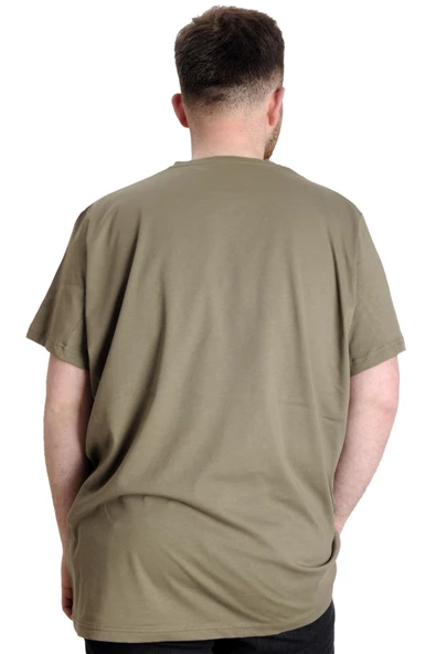 Mode XL Büyük Beden Erkek T-shirt MUHAMMED ALI 23160 Haki - Resim 4
