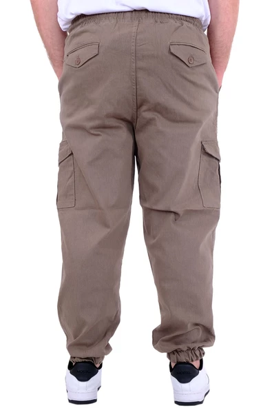 Mode XL Büyük Beden Erkek Gabardin Kargo Jogger Pantolon  Doğa 21927 Bej - 7
