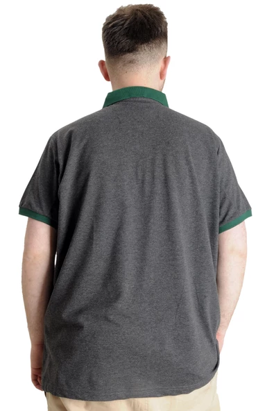 Mode XL Büyük Beden Erkek Polo T-shirt LONDON 23350 Antramelanj - 4
