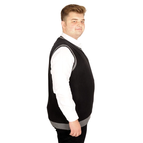 Mode XL Büyük Beden Erkek Süeter Vanize Selanik 20547 Siyah - 3